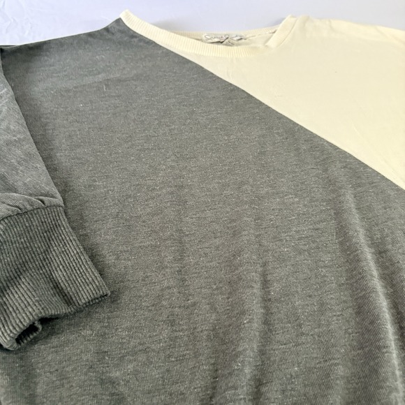 French Laundry Colorblock Knit Sweater Women's 18/20 Gray Cream - Picture 3 of 7